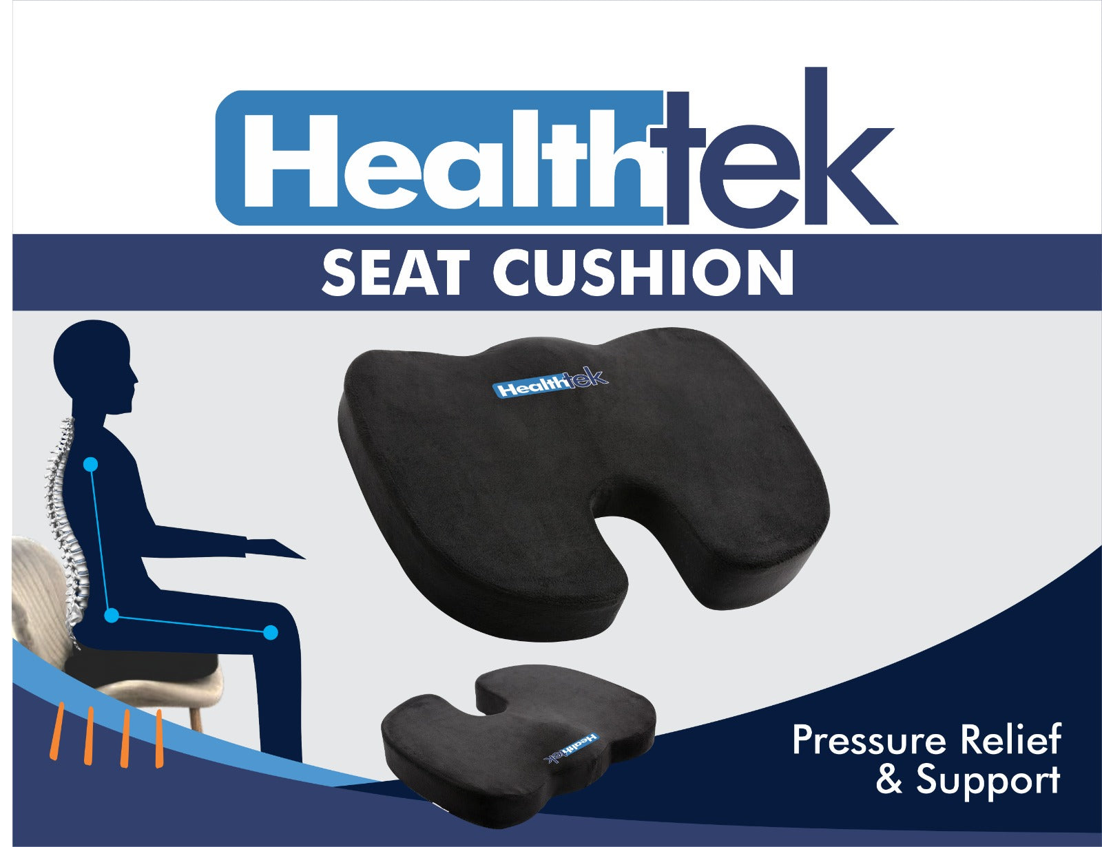HealthTek Cushion Seat – Tailbone Pain Relief for Office & Home Chairs